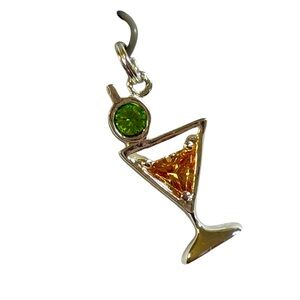 Martini with Olive Sterling Silver Charm NEW
